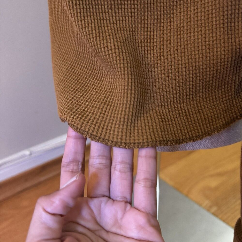 Everlane Women’s Organic Cotton Waffle Henley Long Sleeve Top Orange Brown S - Picture 13 of 16